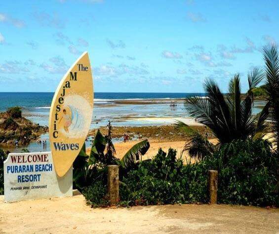 The Majestic Waves welcome sign at Puraran Beach
